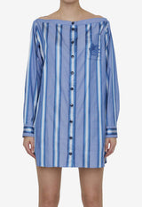 Etro Off-Shoulder Mini Striped Dress Blue 12412-12412-250