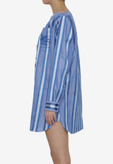 Etro Off-Shoulder Mini Striped Dress Blue 12412-12412-250