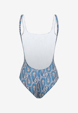 Paisley Print Backless One-Piece