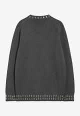 Fendi Crystal Embellished Wool Sweater Gray FZX091AOZR/R_FENDI-F0UU0