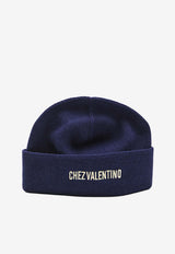 Valentino Chez Valentino Wool Knit Beanie Blue 7Y2HB02R-FZL-AEW
