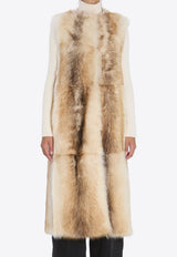Yves Salomon Long Lamb-Fur Coat Vest Beige 26WYM63105-215-B3271