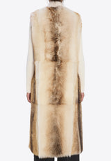 Yves Salomon Long Lamb-Fur Coat Vest Beige 26WYM63105-215-B3271
