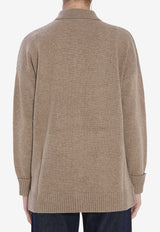 Max Mara Bull Cashmere Buttoned Cardigan Taupe 2521346012600-12116-002