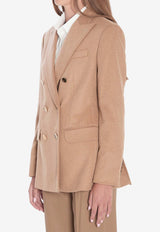 Max Mara Pesche Double-Breasted Blazer Camel 2521046211600-10362-001