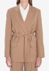 Max Mara Talento Belted Wool Blazer Beige 2521046101600-10204-010