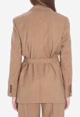 Max Mara Talento Belted Wool Blazer Beige 2521046101600-10204-010