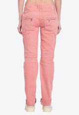 Balmain Woven-Design Straight-Leg Jeans Pink 12394--