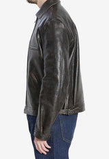 Dolce & Gabbana Aged-Effect Leather Jacket Black G9BQIL-HULXK-N000