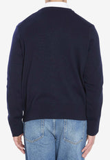 AMI PARIS Ami De Coeur Wool Cardigan Blue HKC361-001-414