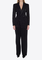 Saint Laurent Guipure Lace Double-Breasted Blazer Black 802140-Y9I52-1000