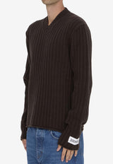 Dolce & Gabbana Wool V-neck Sweater Brown GXY26T-JCVX3-M0682