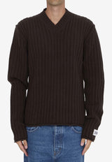 Dolce & Gabbana Wool V-neck Sweater Brown GXY26T-JCVX3-M0682