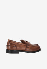 Miu Miu Vintage Leather Penny Loafers Cognac 5D773DF020537_F0046