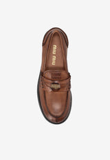 Miu Miu Vintage Leather Penny Loafers Cognac 5D773DF020537_F0046