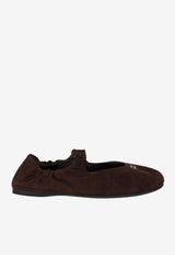 Miu Miu Ruched Suede Ballet Flats Dark Brown 5F340EFD005008_F0003