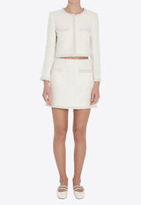 Self-Portrait Bouclé Mini Skirt Cream RS25164SK--CREAM