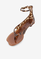 Chloé Animal Print Jelly Thong Sandals Brown CH26U09VYF296_Blackbrown_41114802