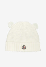 Moncler Kids Boys Teddy Bear Ears Wool Knit Beanie White 3B00005-M1131040_6308b175-a11e-4446-8fd1-e6e69747dda0