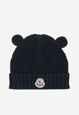 Moncler Kids Boys Teddy Bear Ears Wool Knit Beanie Navy 3B00005-M1131742_579fedcb-fd93-400c-88c5-8c5592289f47