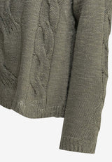 Our Legacy V-neck Maxi Braid Knit Sweater Gray M2263LTTIN_3de342f8-661f-407d-a152-8401bf8c9afb