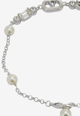 Valentino Ovalette Bracelet with Pearls and Crystals Silver 8W2J0BH8WKDDFF_76590df0-17ed-4942-b062-a7b2c93fa3c6