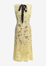 Self-Portrait Floral Lace Flared Midi Dress Yellow SS26-094M-YYELLOW_98ddf150-a680-4342-8d5d-c6a085a60849