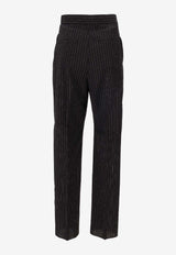 Max Mara Sesamo Striped Tailored Pants Black 2521136021600SESAMO_002