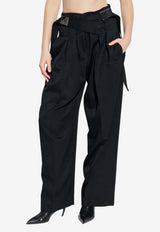 The Attico Wool Straight-Leg Pants Black 260WCP00286WWW065AA_100