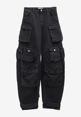 The Attico Washed Denim Cargo Pants Black 260WCP00084DDD104AA_100