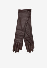 Max Mara Afidee Ribbed Leather Gloves Brown 2524566032600AFIDEE_037