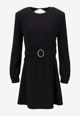 Saint Laurent Embellished-Belt Mini Dress Black 819619Y012W_1000