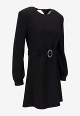 Saint Laurent Embellished-Belt Mini Dress Black 819619Y012W_1000