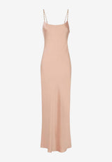 Elisabetta Franchi Chain-Embellished Maxi Dress Beige ABR0757E2_EA1