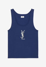 Saint Laurent Grosgrain Cassandre Tank Top Blue 858319Y38AK_4069