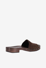 Miu Miu Logo Stamp Suede Sandals Brown 5Z425EFA030Z5O_F0003