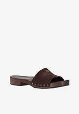 Miu Miu Logo Stamp Suede Sandals Brown 5Z425EFA030Z5O_F0003