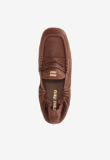 Miu Miu Stitched Leather Loafers Brown 5D341EFD005EFX_F0316