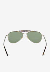 Saint Laurent Metal Pilot Sunglasses Green 862856Y9973_8032