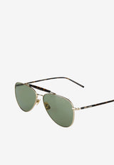 Saint Laurent Metal Pilot Sunglasses Green 862856Y9973_8032