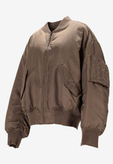Saint Laurent Zip-Up Bomber Jacket with Sleeve-Pocket Green 838713YZ9BV_2879