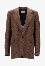 Saint Laurent Houndstooth Single-Breasted Wool Blazer Multicolor 842593Y9I70_2849