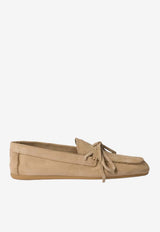 Miu Miu Bow Leather Loafers Beige 5D577EF005054_F0F24