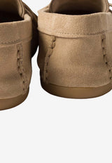 Miu Miu Bow Leather Loafers Beige 5D577EF005054_F0F24
