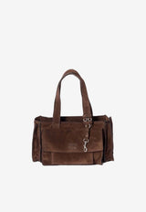 Miu Miu Utilitaire Suede Shoulder Bag Brown 5BG335VPOO2CSS_F0003