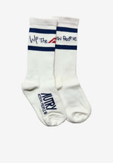 Autry Kids Boys Jacquard Logo Knit Socks White KOAK03_AP