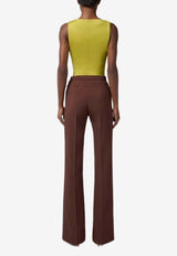 Elisabetta Franchi Jewel-Button Sleeveless Top Green CN05857E2_EA9