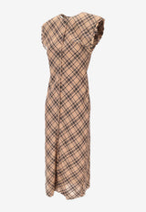 AMI PARIS Checked Midi Dress Brown FDR626WO0011_288