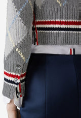Thom Browne Argyle Intarsia Knit Cropped Cardigan Gray FKC679AY1029_982