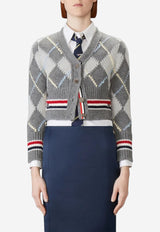Thom Browne Argyle Intarsia Knit Cropped Cardigan Gray FKC679AY1029_982